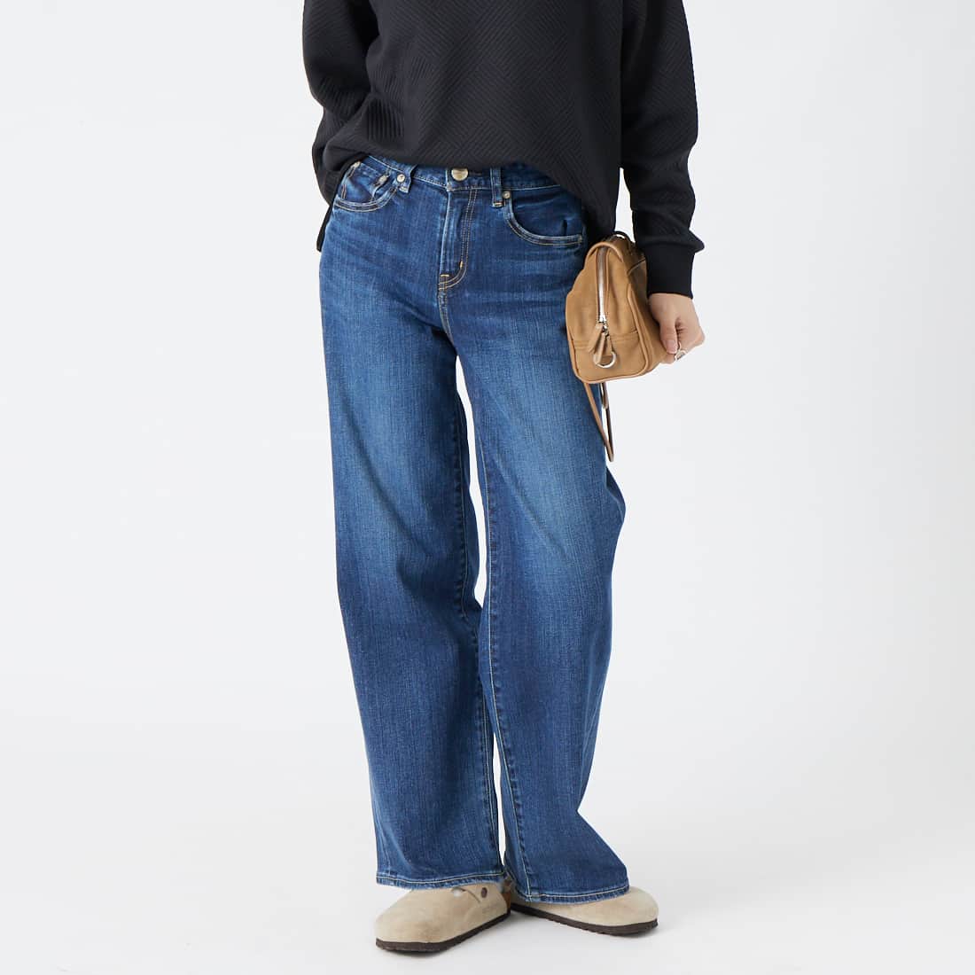 RED CARD TOKYO [レッドカード トーキョー] 35th Anniversary ワイドデニムパンツ [26W10101SDK] A-STN DARK &&モデル身長：162cm 着用サイズ：22&&