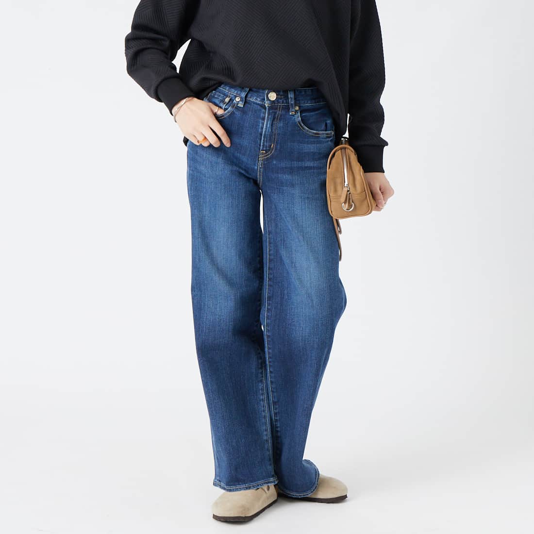 RED CARD TOKYO [レッドカード トーキョー] 35th Anniversary ワイドデニムパンツ [26W10101SDK] A-STN DARK &&モデル身長：162cm 着用サイズ：22&&