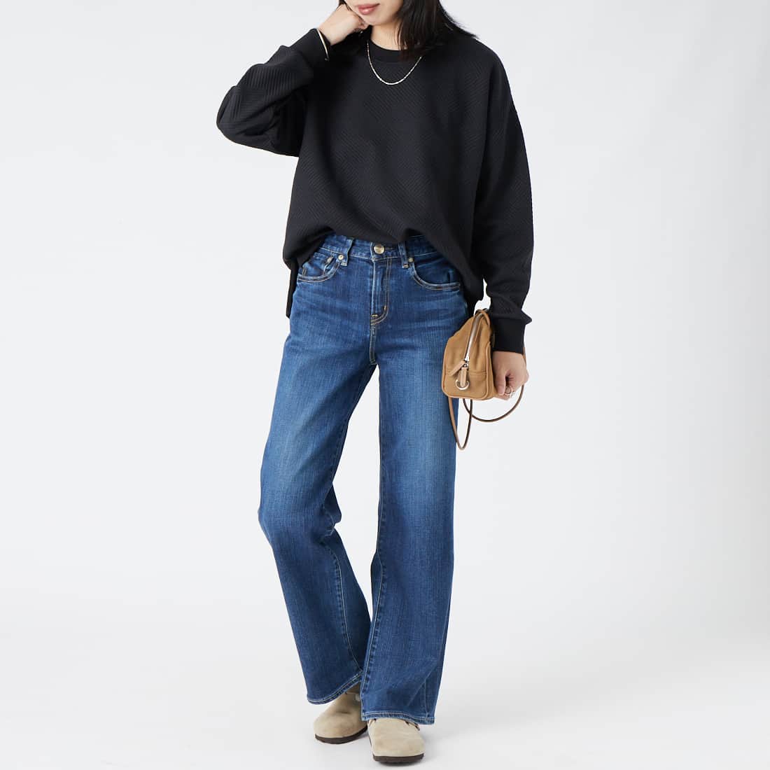 RED CARD TOKYO [レッドカード トーキョー] 35th Anniversary ワイドデニムパンツ [26W10101SDK] A-STN DARK &&モデル身長：162cm 着用サイズ：22&&