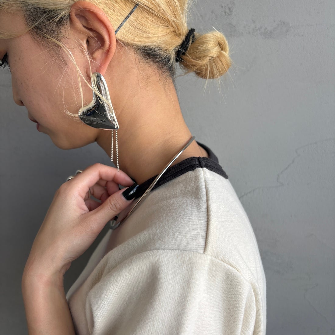 LAPUIS [ラピュイ] ハートプレートピアス [244-220110] SILVER