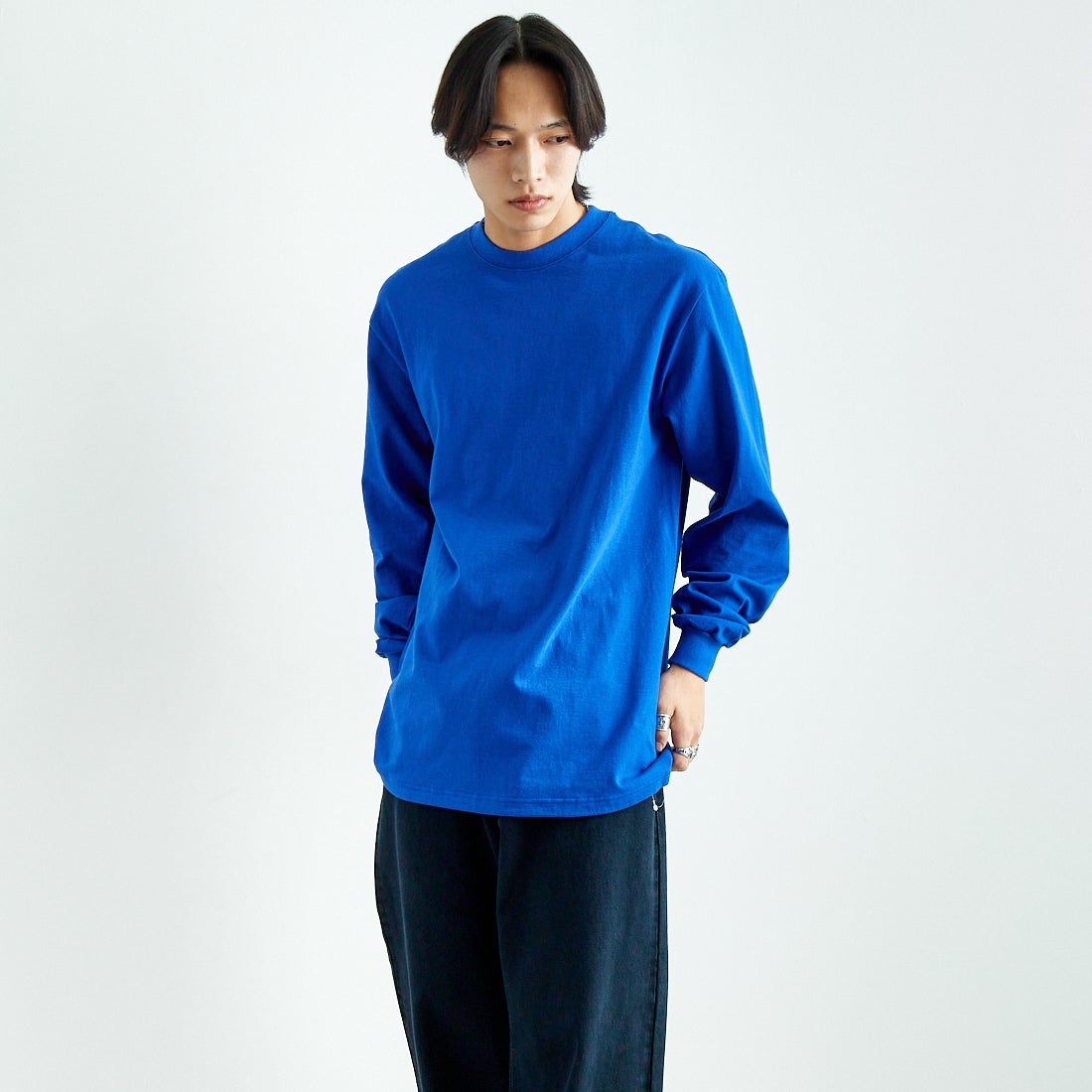 SHAKA WeAR [シャカウェア] 別注 ドローコードロングスリーブTシャツ [DC-SW002-JF] ROYAL &&モデル身長：179cm 着用サイズ：L&&