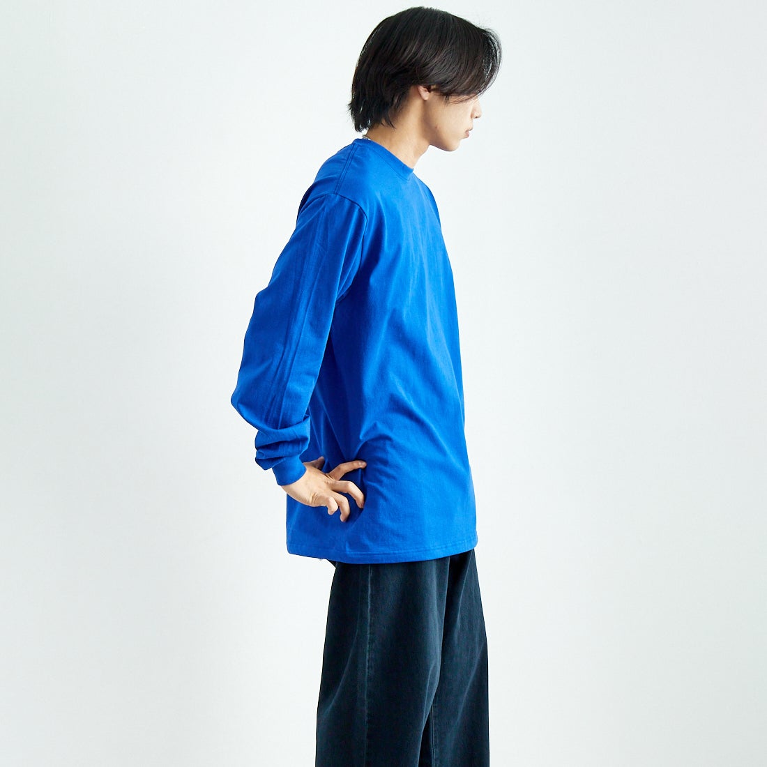 SHAKA WeAR [シャカウェア] 別注 ドローコードロングスリーブTシャツ [DC-SW002-JF] ROYAL &&モデル身長：179cm 着用サイズ：L&&