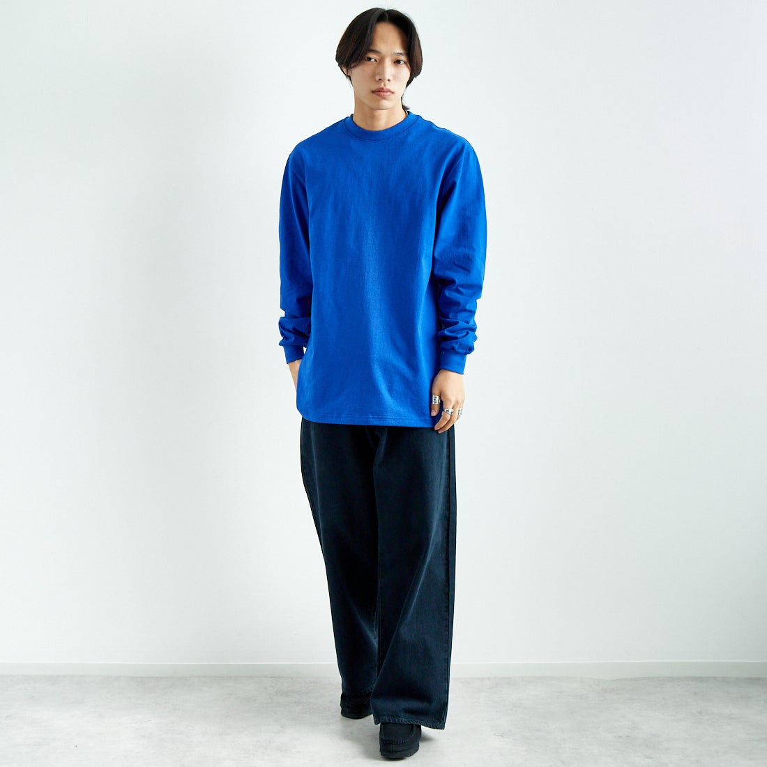 SHAKA WeAR [シャカウェア] 別注 ドローコードロングスリーブTシャツ [DC-SW002-JF] ROYAL &&モデル身長：179cm 着用サイズ：L&&