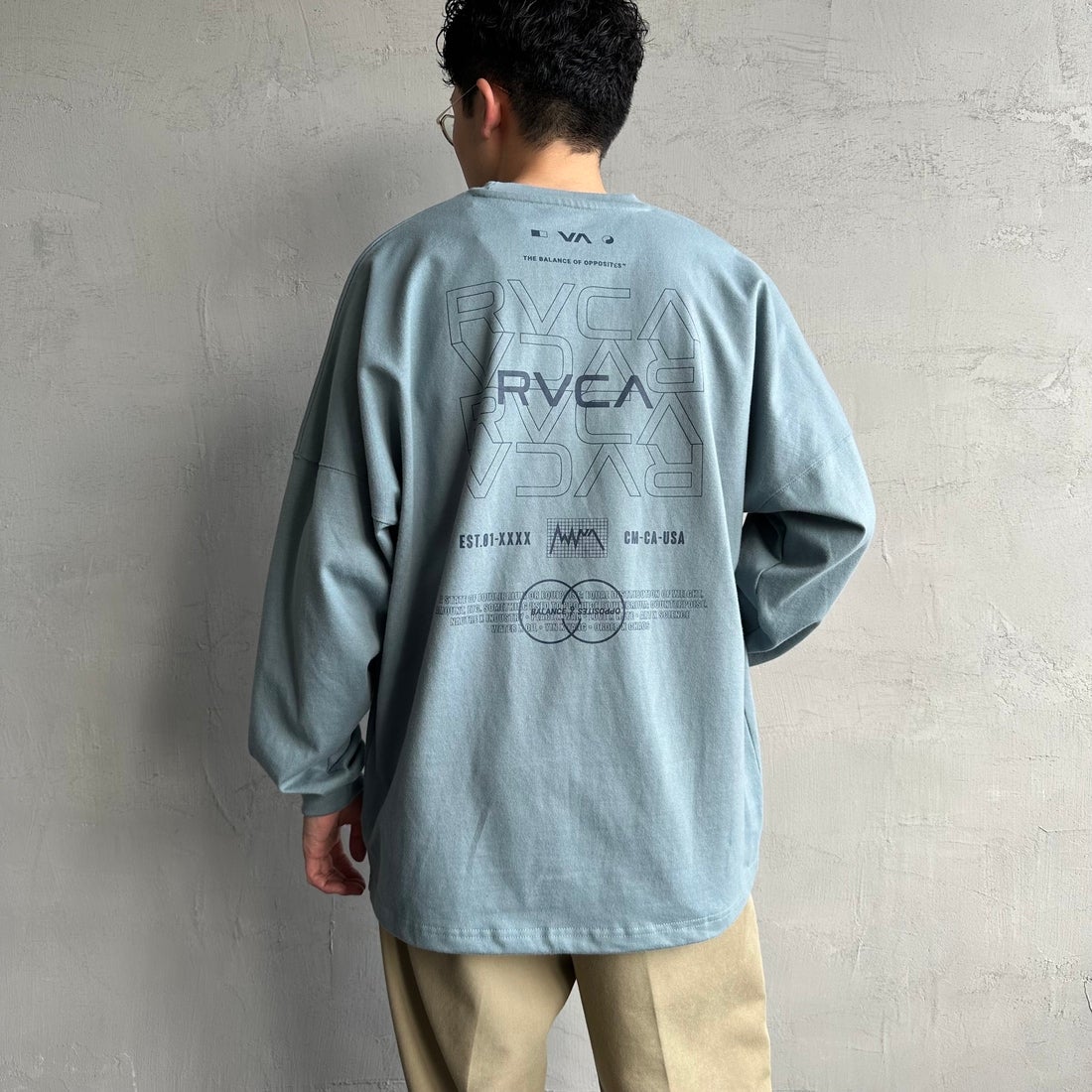 RVCA [ルーカ] RADIATE ロングスリーブTシャツ [BF041-151] LED &&モデル身長：168cm 着用サイズ：M&&