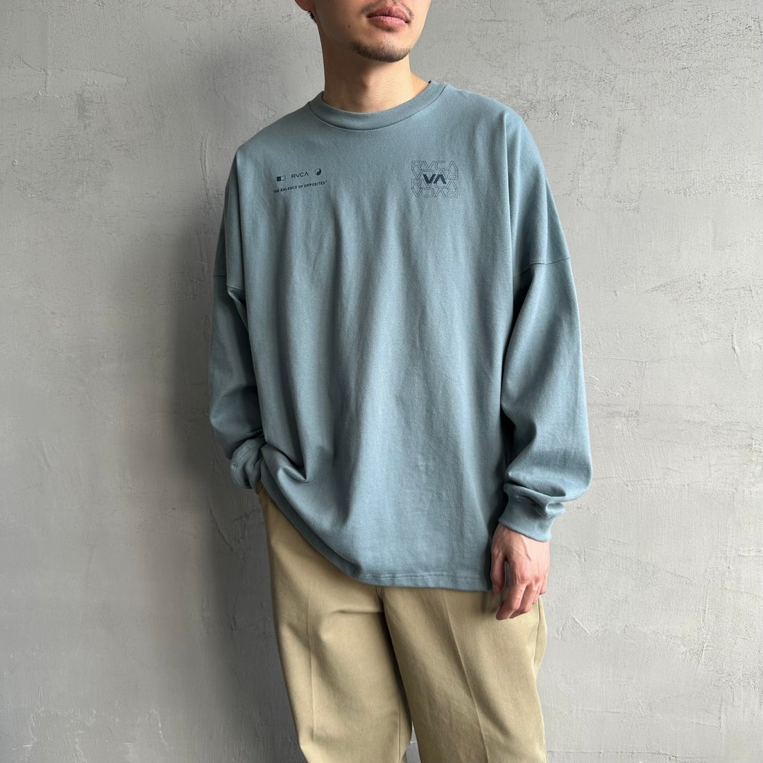 RVCA [ルーカ] RADIATE ロングスリーブTシャツ [BF041-151] LED &&モデル身長：168cm 着用サイズ：M&&