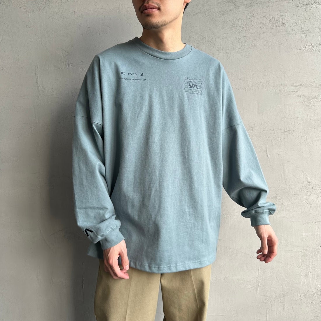 RVCA [ルーカ] RADIATE ロングスリーブTシャツ [BF041-151] LED &&モデル身長：168cm 着用サイズ：M&&