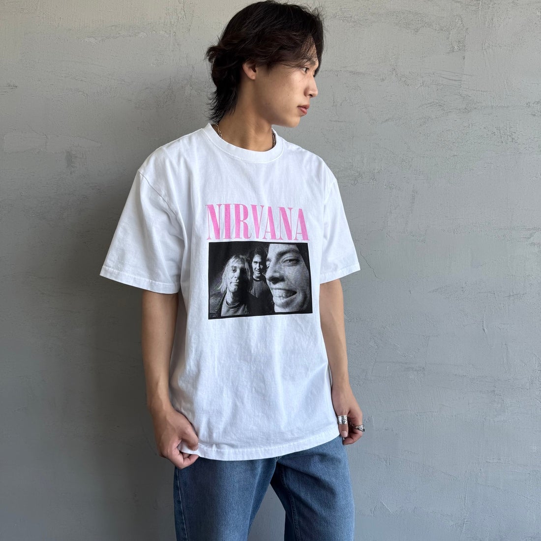 NIRVANA プリントTシャツ L ホワイト GOOD ROCK SPEED [グッドロックスピード] 別注 NIRVANA フォトプリント