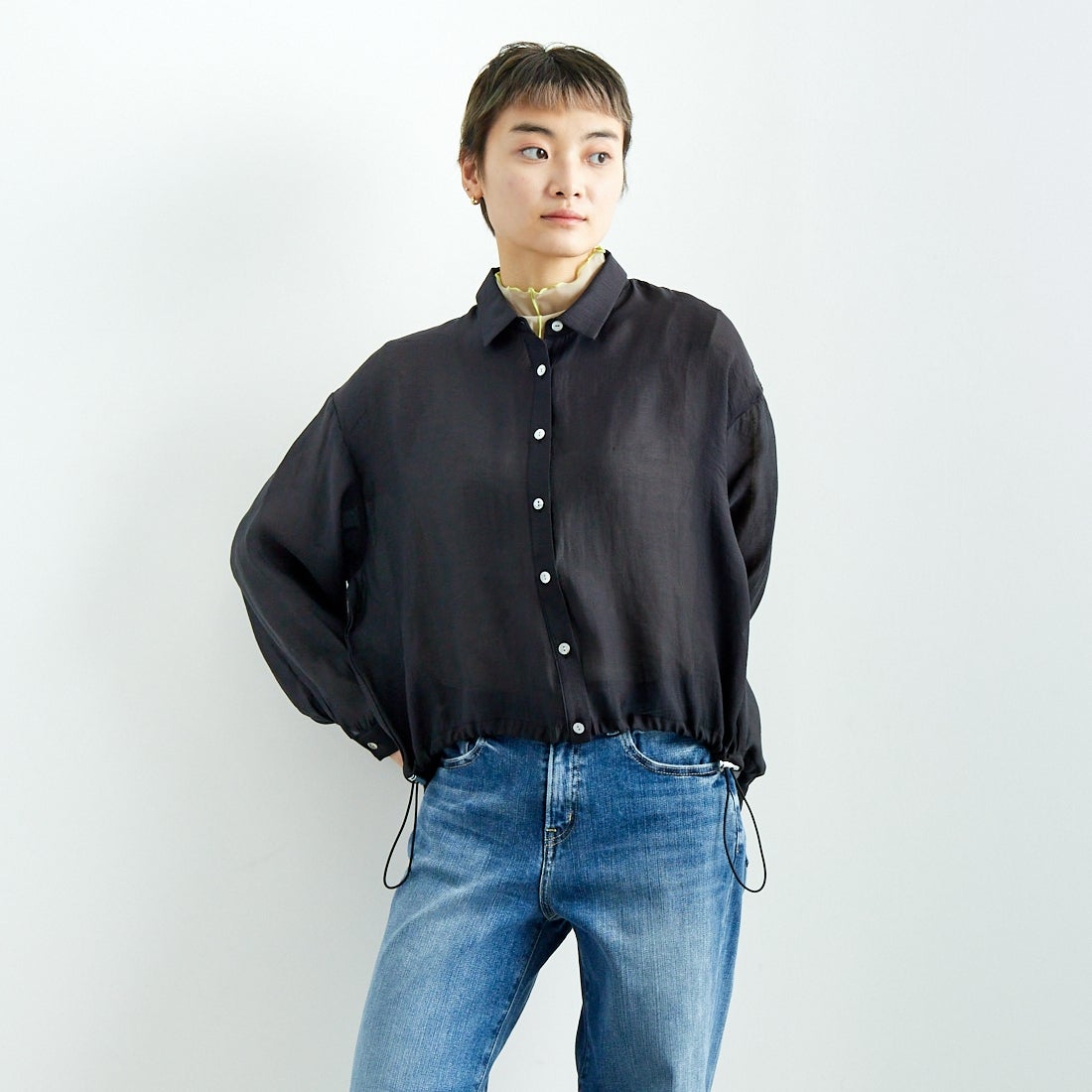 801 ﾌﾞﾗｯｸ&&モデル身長：160cm 着用サイズ：F&&