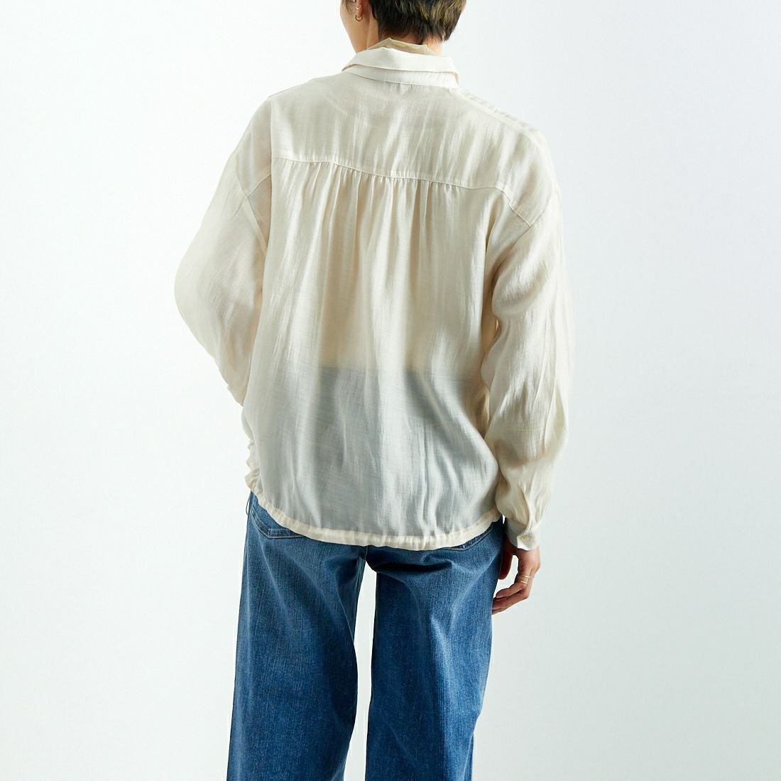 Jf Ready Made [ジェイエフレディメイド] ドロストシアーシャツ [3010303] 103 ｱｲﾎﾞﾘｰ &&モデル身長：160cm 着用サイズ：F&&