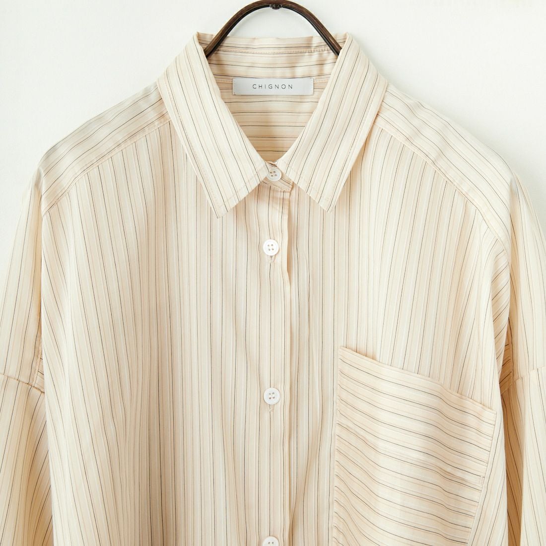 CHIGNON [シニヨン] マルチストライプオーバーシャツ [1246-470KK] BEIGE