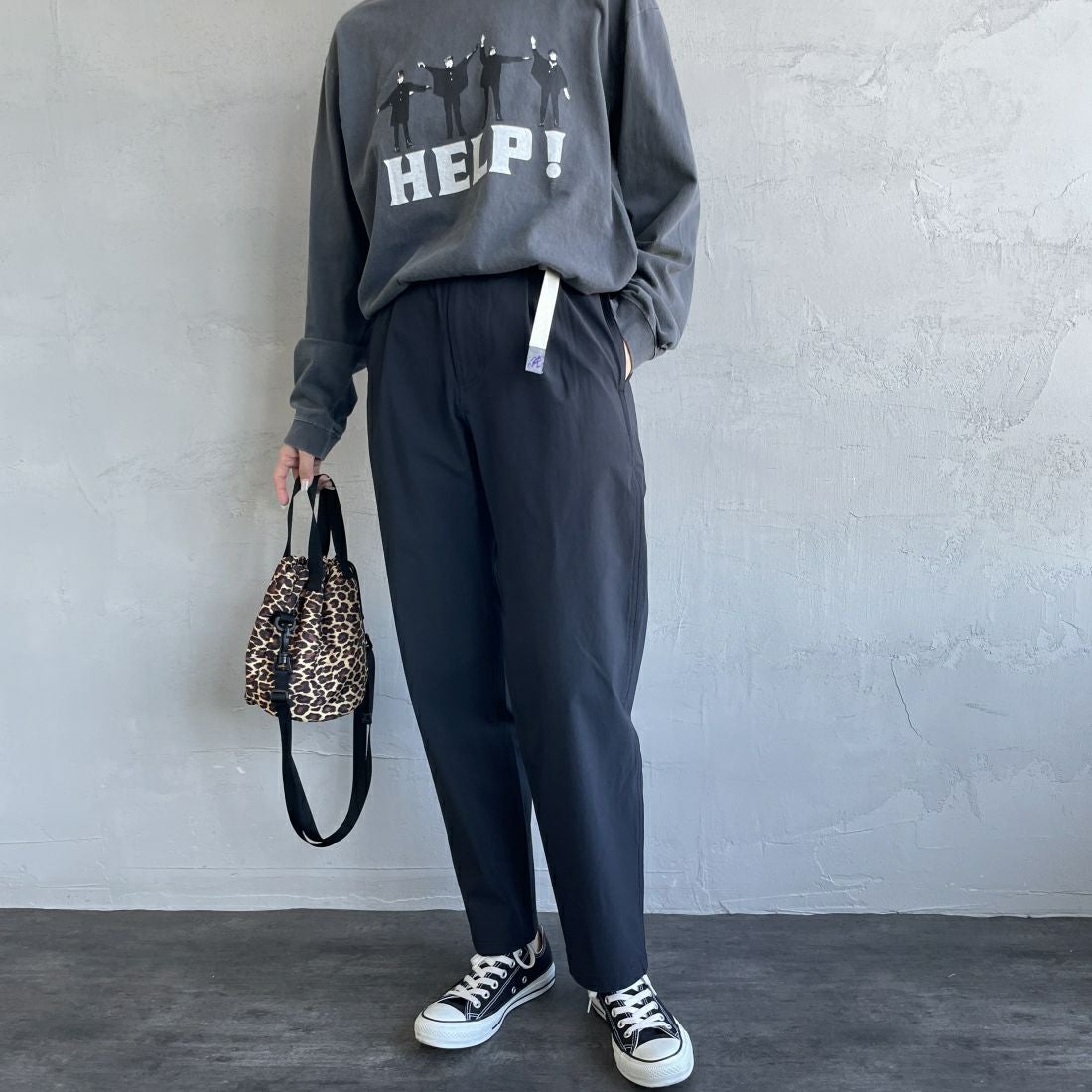 GRAMiCCi [グラミチ] 別注 エブリデイ ナイロンパンツ [GUP5-S2034-JF] BLACK &&モデル身長：163cm 着用サイズ：S&&