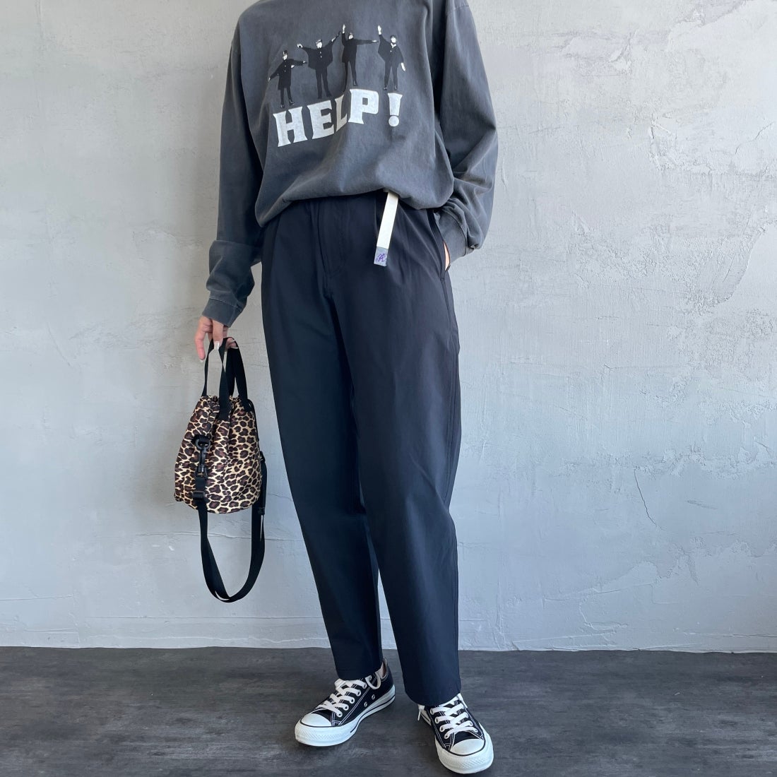 GRAMiCCi [グラミチ] 別注 エブリデイ ナイロンパンツ [GUP5-S2034-JF] BLACK &&モデル身長：163cm 着用サイズ：S&&