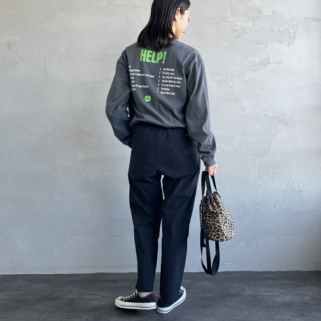 GRAMiCCi [グラミチ] 別注 エブリデイ ナイロンパンツ [GUP5-S2034-JF] BLACK &&モデル身長：163cm 着用サイズ：S&&