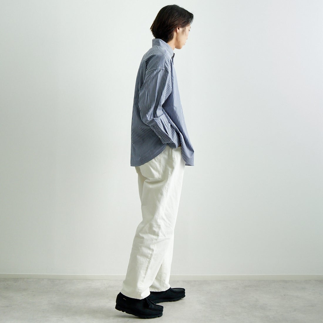 Noir Fabrik [ヌワールファブリック] デニムオーバルパンツ [1PDENIM-M-244-01-IN] WHITE &&モデル身長：179cm 着用サイズ：46&&
