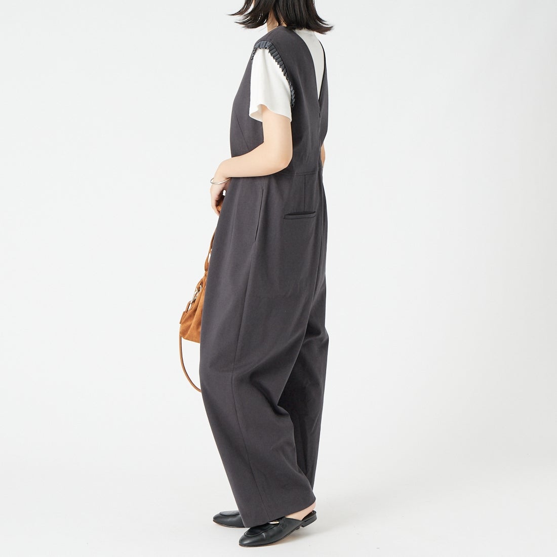 USINE [ユジーヌ] プリーツオールインワン [2510804] D.GRAY &&モデル身長：162cm 着用サイズ：F&&