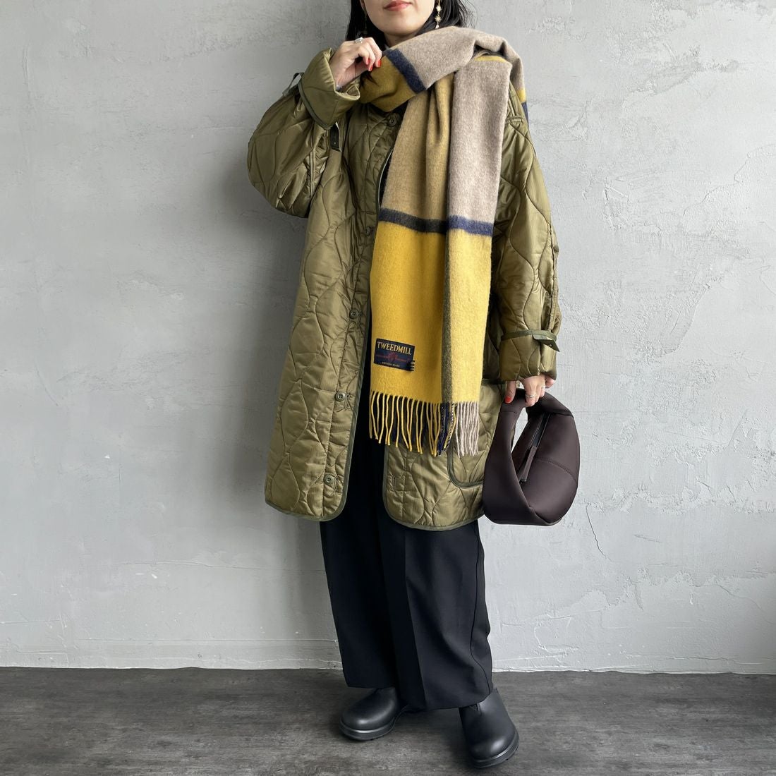 TWEED MILL [ツィードミル] ラムウールストール [70-190-WP] CHK-HONEY