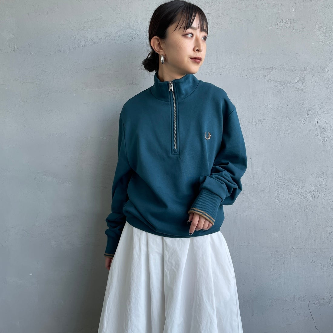 FRED PERRY [フレッドペリー] ワンポイントロゴ刺繍 ハーフジップ