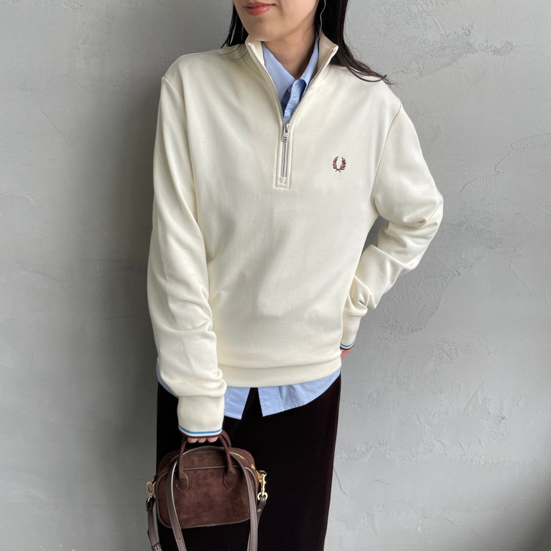 FRED PERRY [フレッドペリー] ワンポイントロゴ刺繍 ハーフジップ