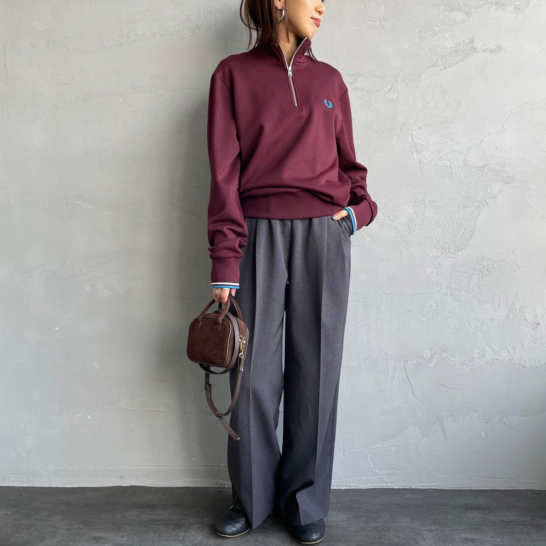 FRED PERRY [フレッドペリー] ワンポイントロゴ刺繍 ハーフジップ