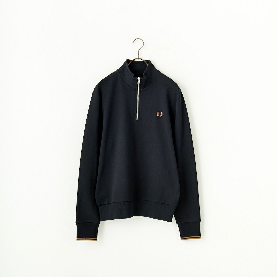 FRED PERRY [フレッドペリー] ワンポイントロゴ刺繍 ハーフジップスウェット [M3574] S77 BLK/SH