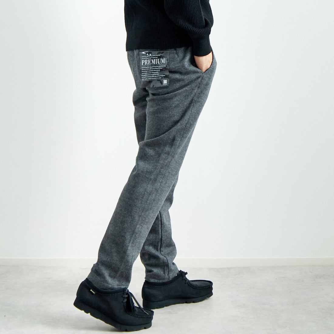 Jeans Factory Clothes [ジーンズファクトリークローズ] ウールジャージーイージートラウザー [JFC-244-059] 6S C.GRY &&モデル身長：179cm 着用サイズ：L&&