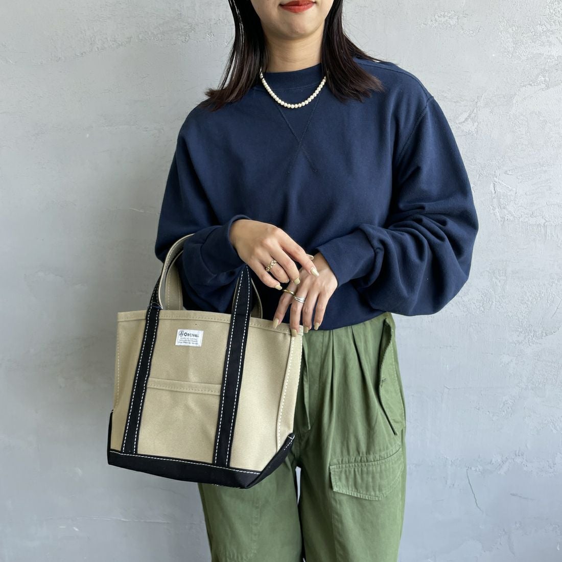 ORCIVAL [オーシバル] キャンバストートバッグ [OR-H0285KWC] LT.KHK/BK