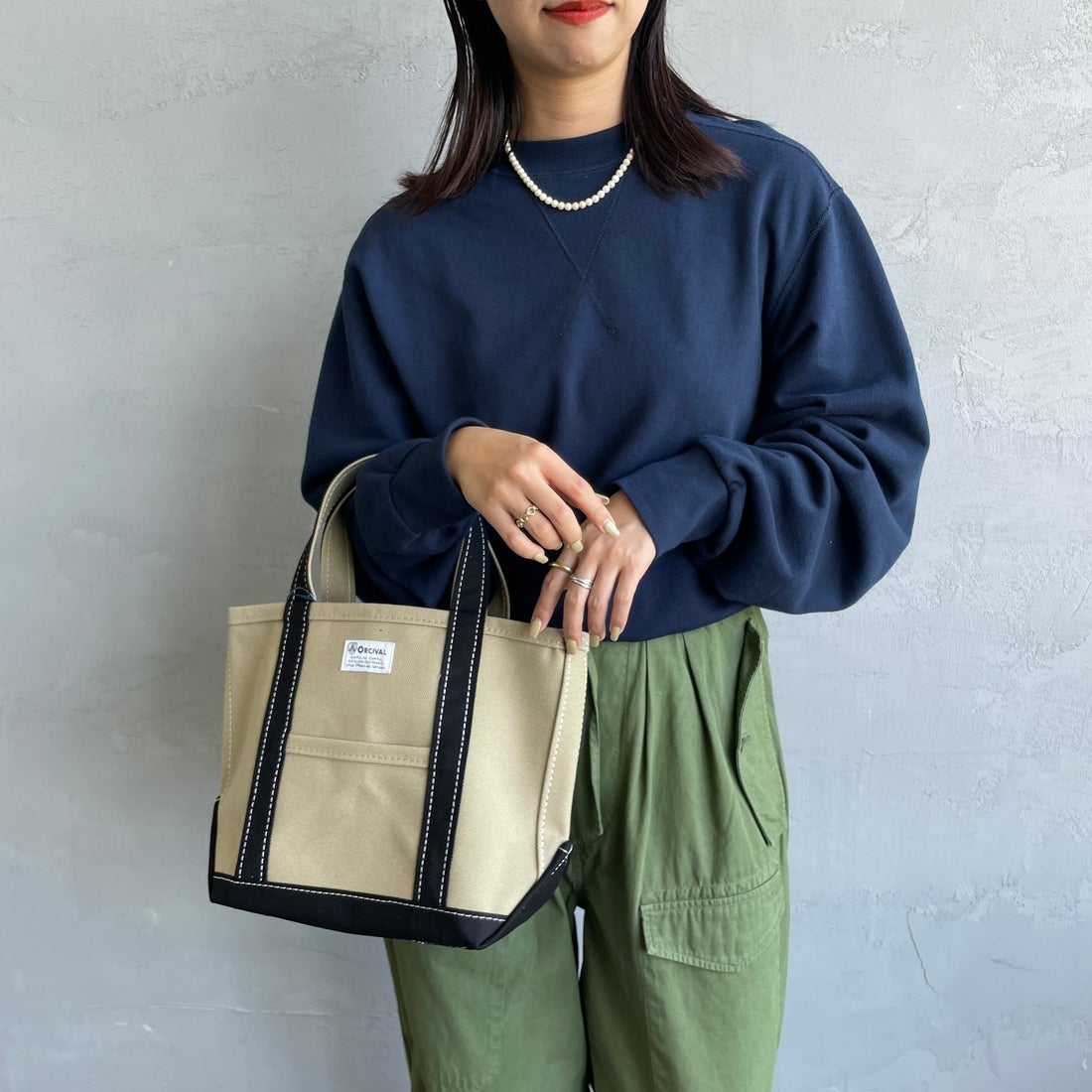 ORCIVAL [オーシバル] キャンバストートバッグ [OR-H0285KWC] LT.KHK/BK