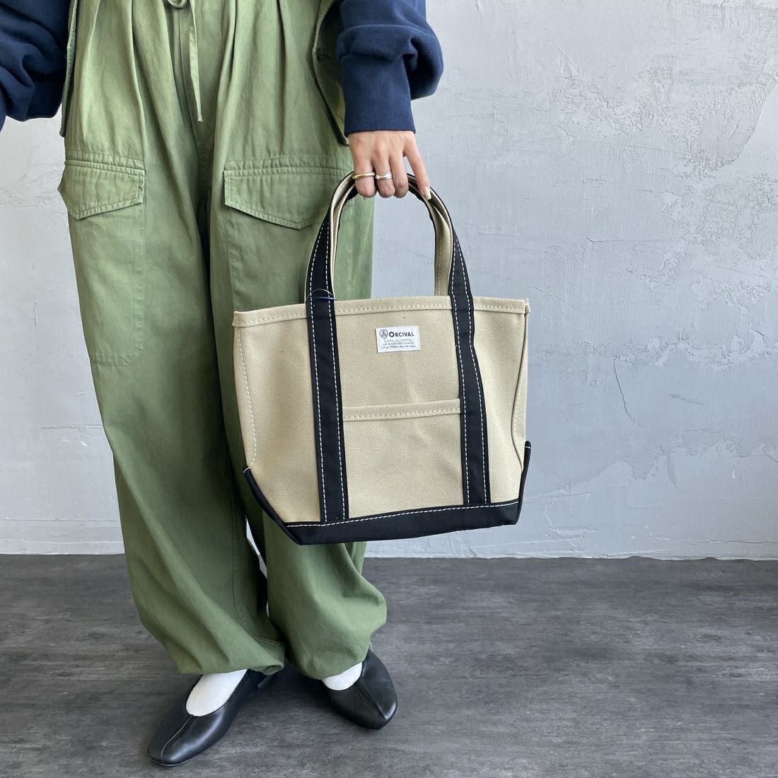 ORCIVAL [オーシバル] キャンバストートバッグ [OR-H0285KWC] LT.KHK/BK