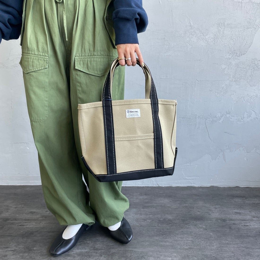 ORCIVAL [オーシバル] キャンバストートバッグ [OR-H0285KWC] LT.KHK/BK
