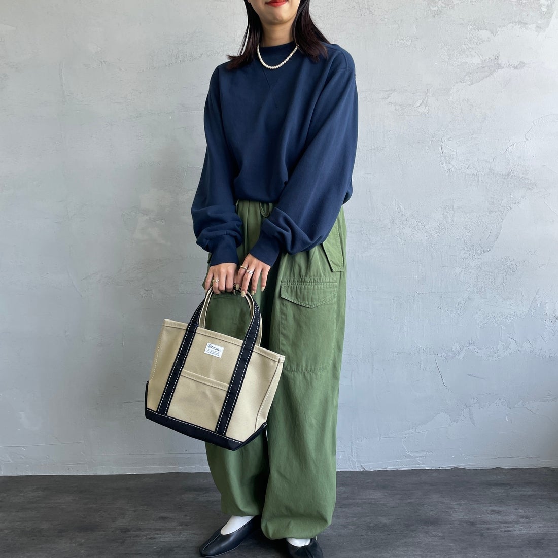 ORCIVAL [オーシバル] キャンバストートバッグ [OR-H0285KWC] LT.KHK/BK