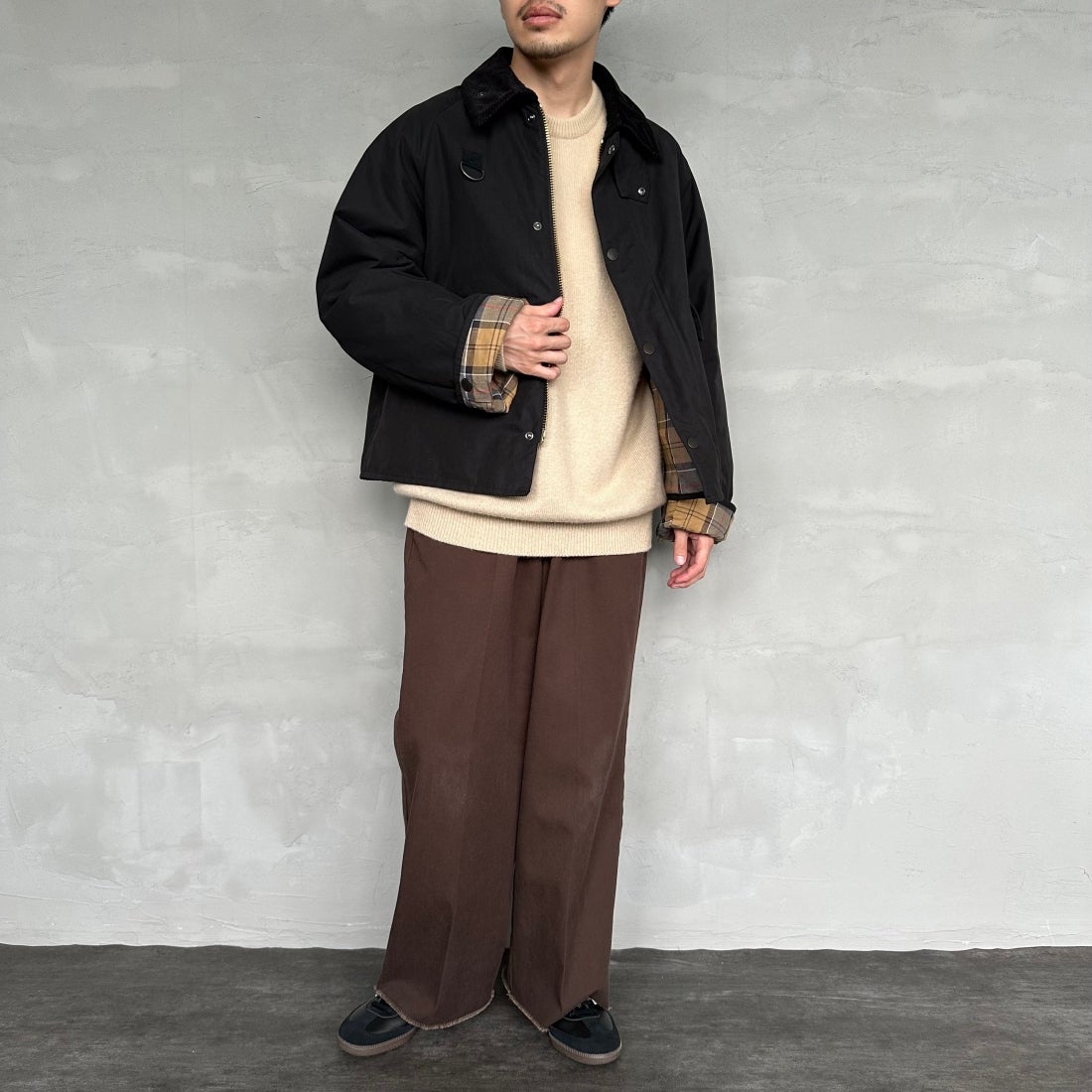 Barbour [バブアー] 別注 中綿入り SPEY スペイジャケット [MCAS151-JF] BLACK &&モデル身長：168cm 着用サイズ：40&&