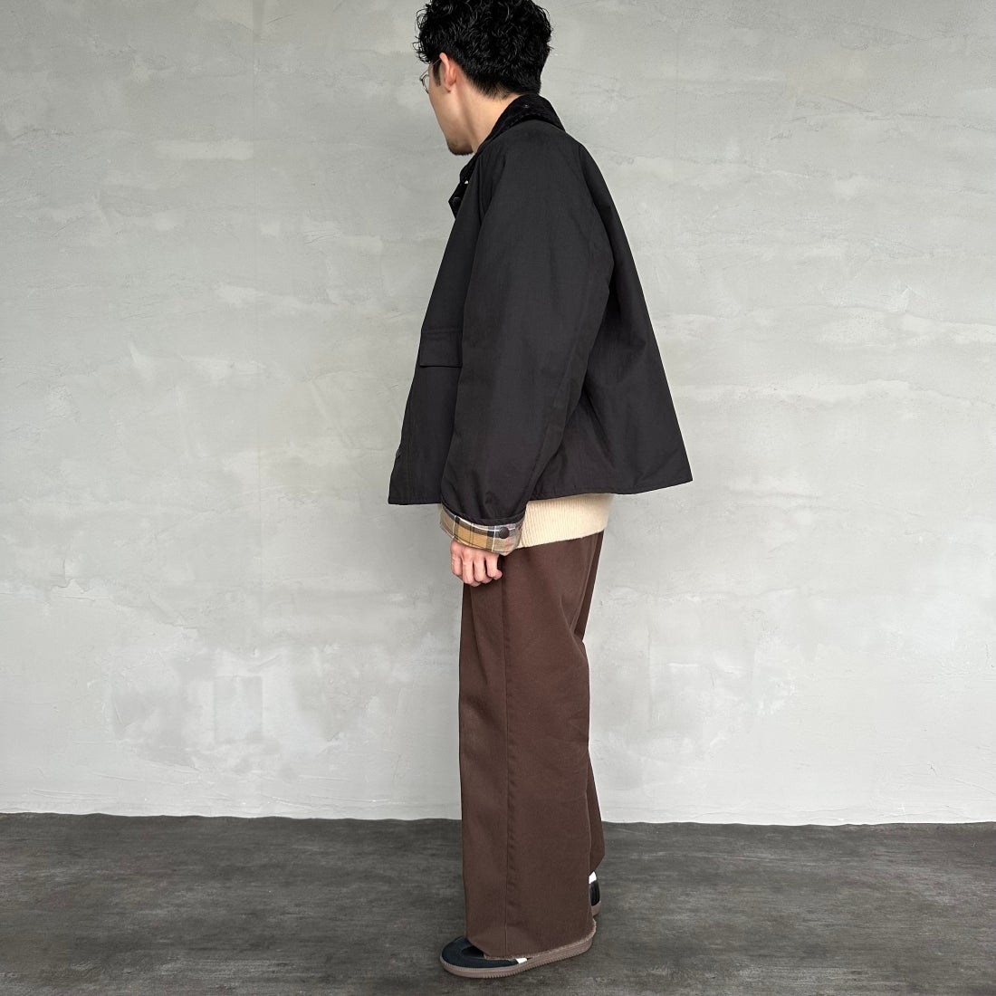 Barbour [バブアー] 別注 中綿入り SPEY スペイジャケット [MCAS151-JF] BLACK &&モデル身長：168cm 着用サイズ：40&&