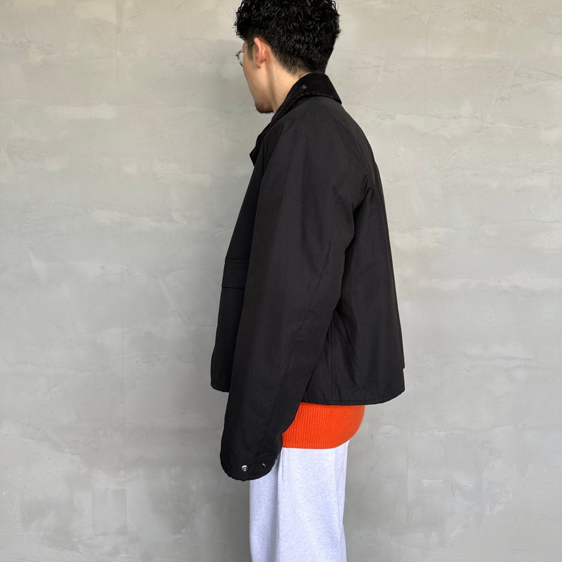 Barbour [バブアー] 別注 中綿入り SPEY スペイジャケット [MCAS151-JF] BLACK &&モデル身長：168cm 着用サイズ：40&&