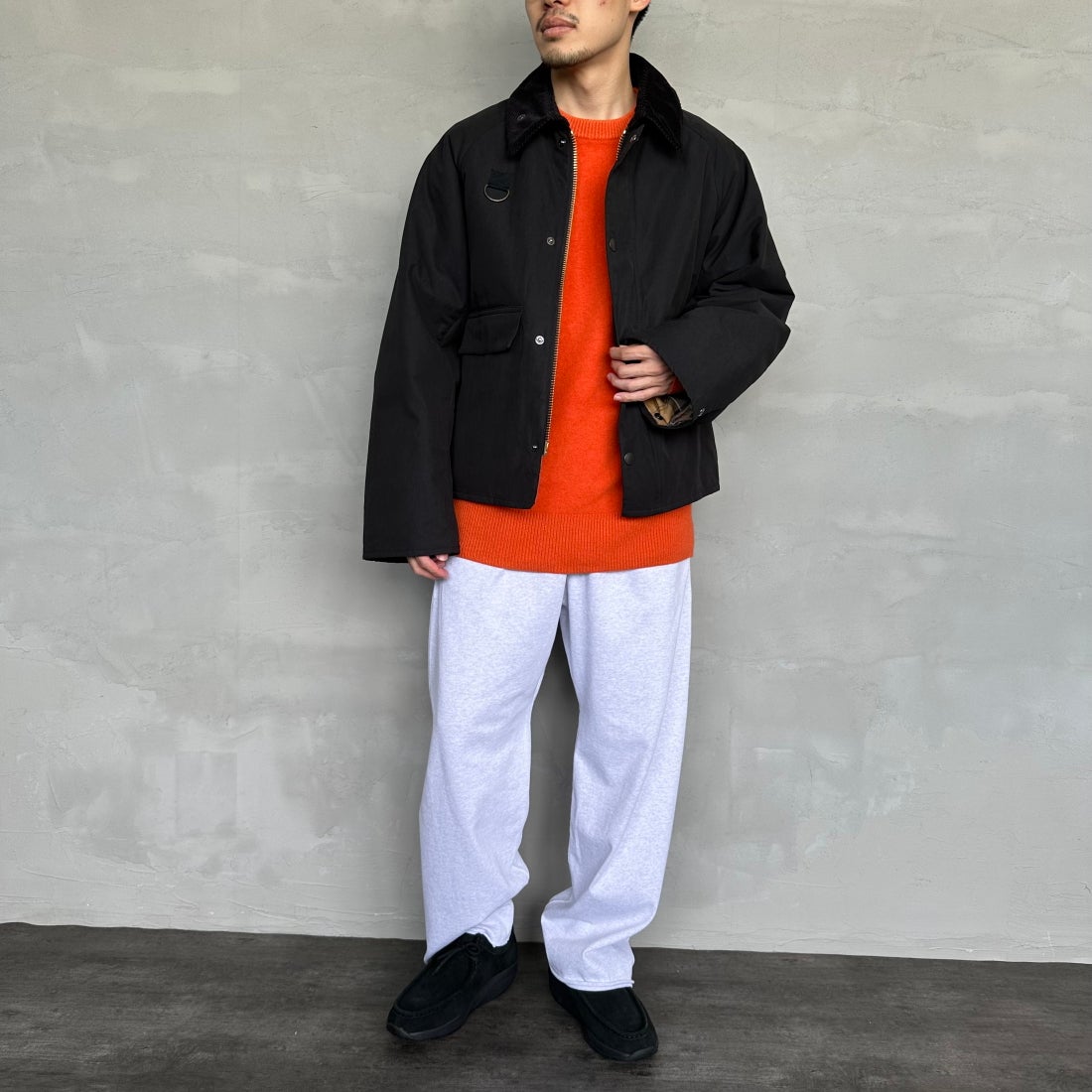 Barbour [バブアー] 別注 中綿入り SPEY スペイジャケット [MCAS151-JF] BLACK &&モデル身長：168cm 着用サイズ：40&&