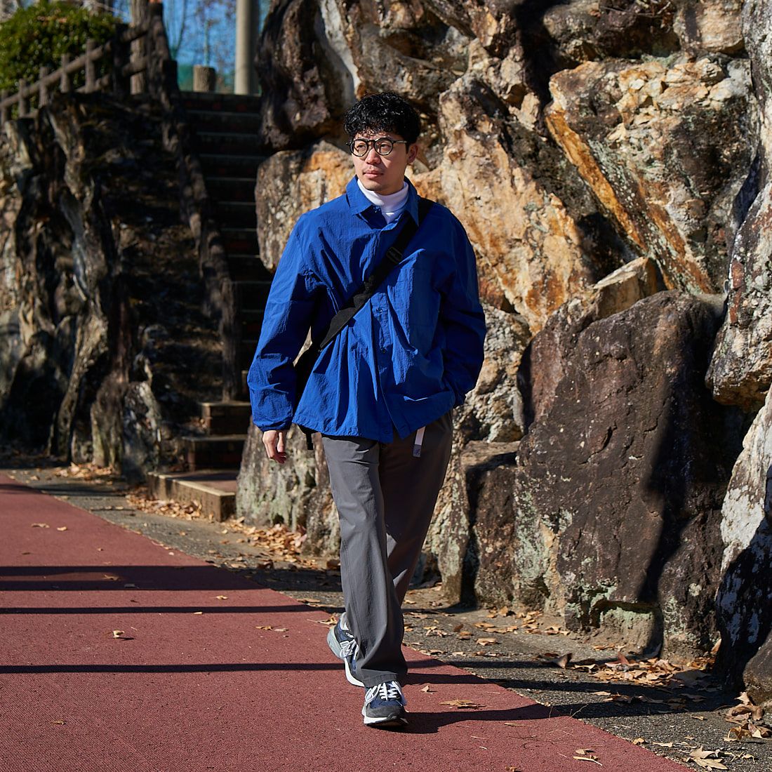 GRAMiCCi [グラミチ] 別注 エブリデイ ナイロンパンツ [GUP5-S2034-JF] GRAY &&モデル身長：168cm 着用サイズ：M&&