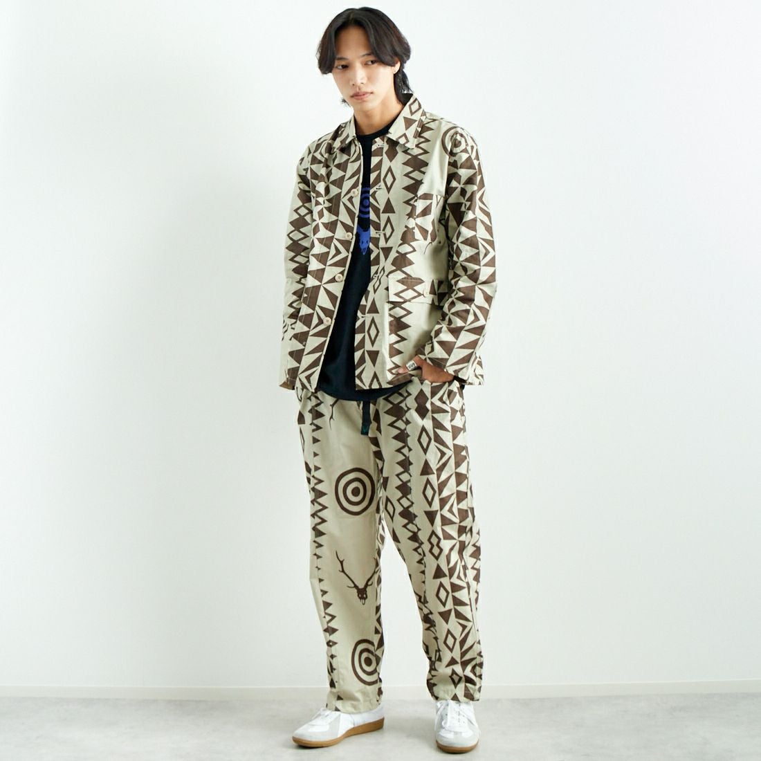 South2West8 [サウスツーウエストエイト] ハンティングシャツジャケット [PU497] B NATIVE S &&モデル身長：179cm 着用サイズ：L&&