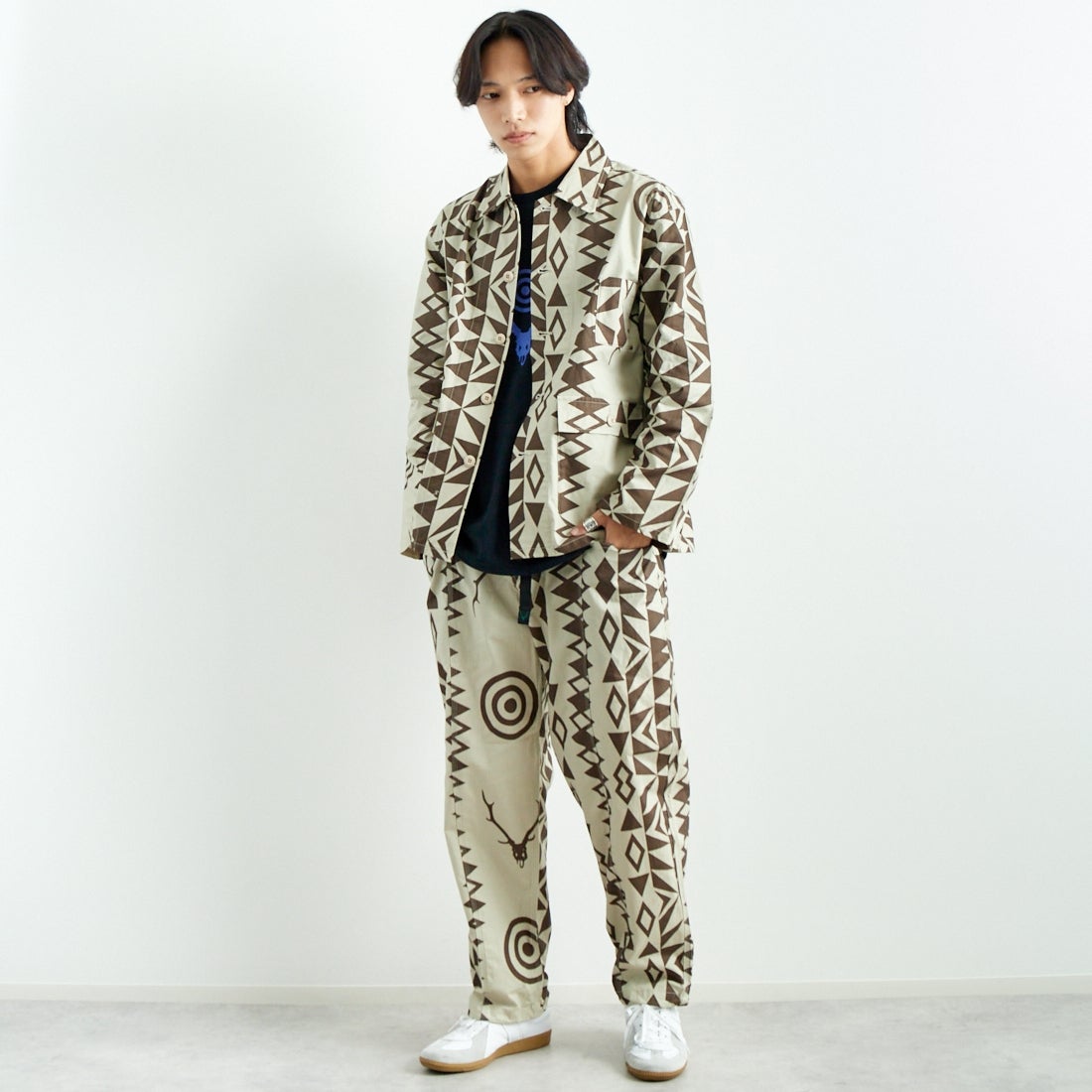 South2West8 [サウスツーウエストエイト] ハンティングシャツジャケット [PU497] B NATIVE S &&モデル身長：179cm 着用サイズ：L&&
