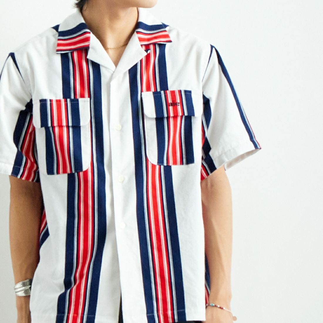 AiE [エーアイイー] ストライプペインターシャツ [PU617] A OFF WHIT