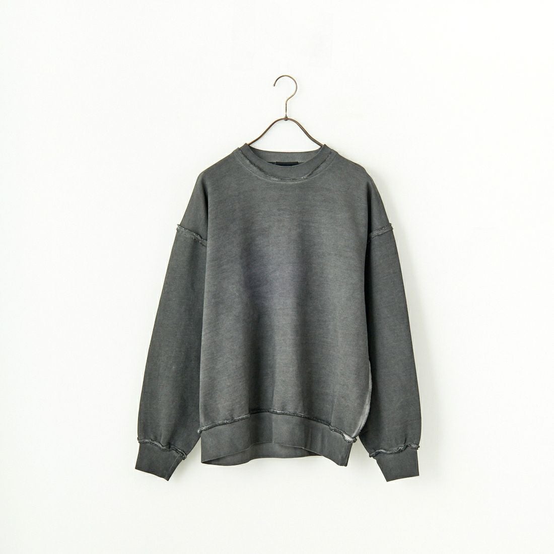 SLICK [スリック] ピグメントダイ ダメージスウェットシャツ [5155923] 720 COAL B