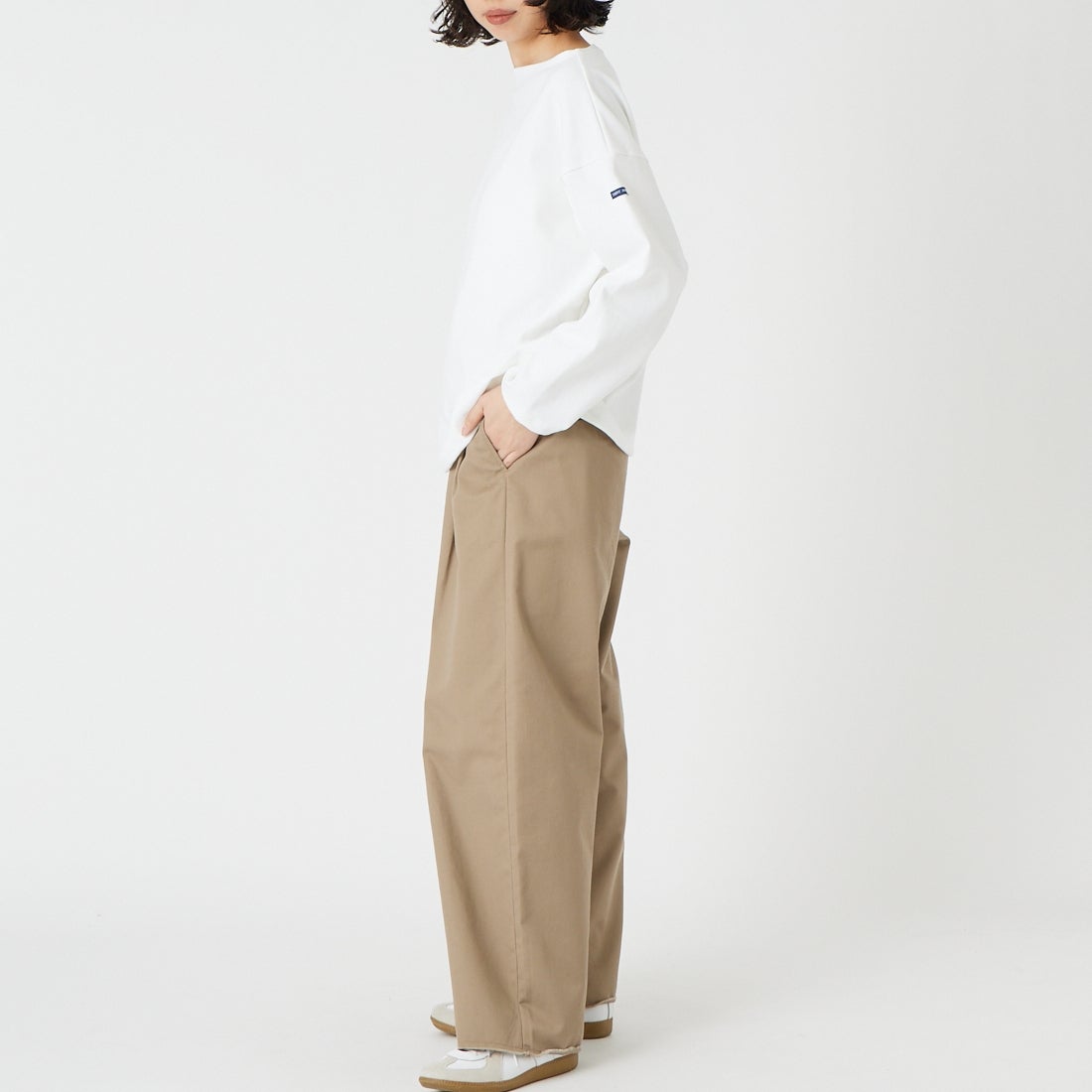 ST.JAMES [セントジェームス] ウェッソン ルーズドロップTシャツ [20JC-OUESS-LOOSE] NEIGE &&モデル身長：162cm 着用サイズ：3&&