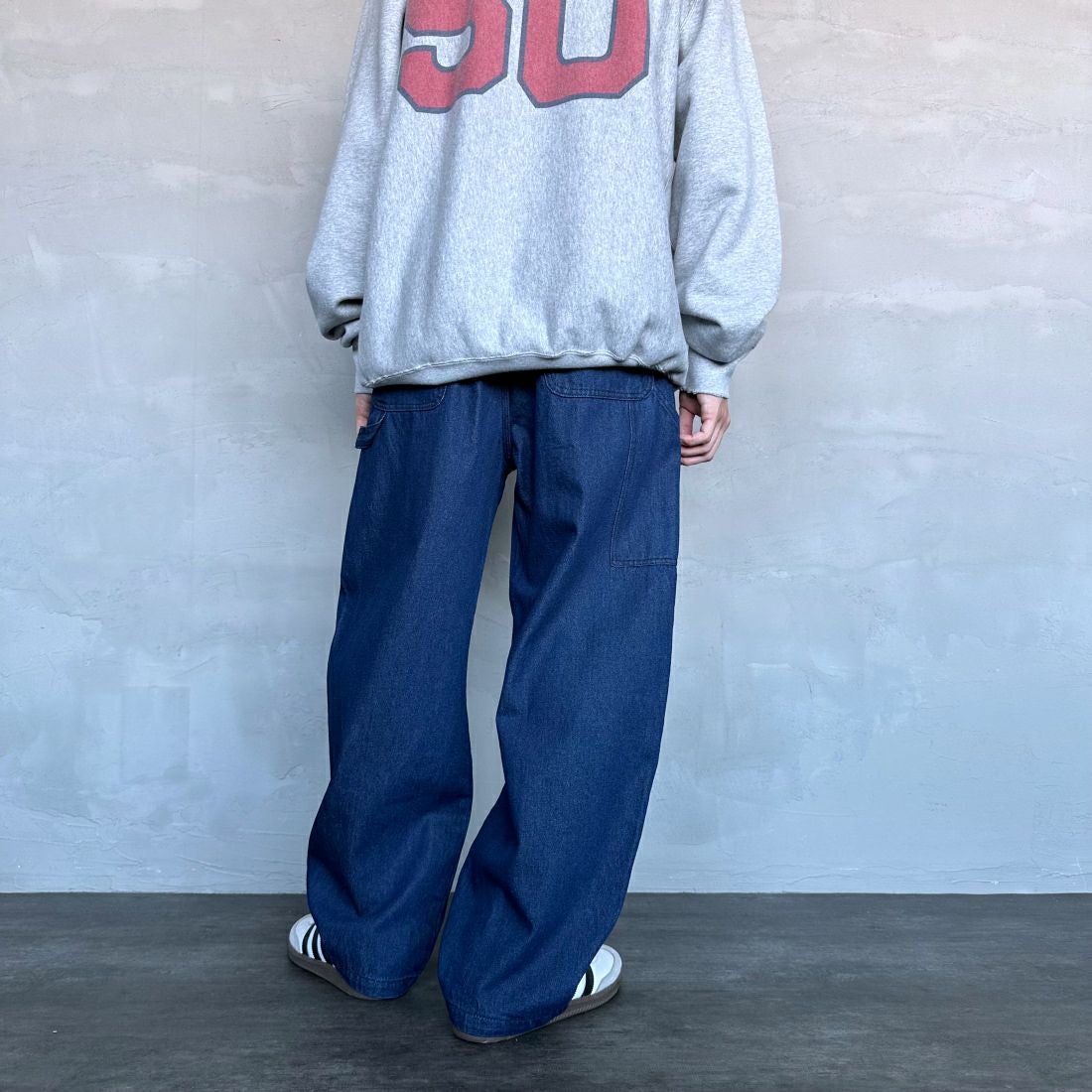 Jeans Factory Clothes [ジーンズファクトリークローズ] STANDARD ダブルニーカーブペインターパンツ [JFC-243-066] ONE WASH &&モデル身長：168cm 着用サイズ：L&&