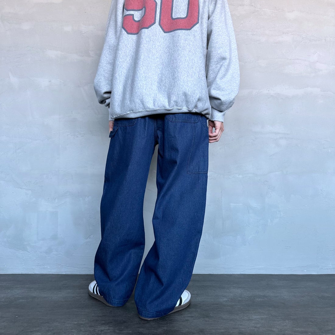 Jeans Factory Clothes [ジーンズファクトリークローズ] STANDARD ダブルニーカーブペインターパンツ [JFC-243-066] ONE WASH &&モデル身長：168cm 着用サイズ：L&&