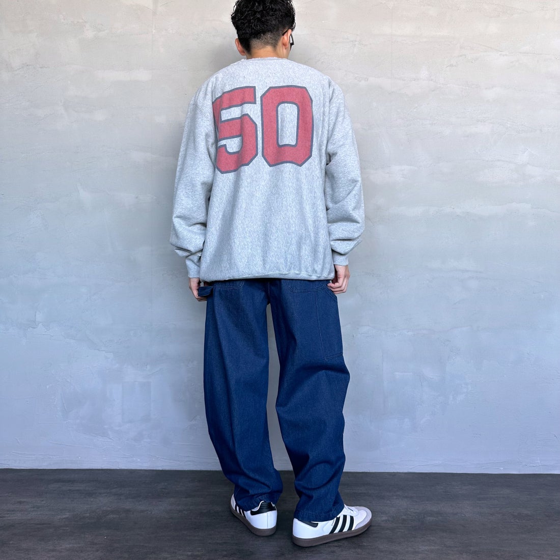 Jeans Factory Clothes [ジーンズファクトリークローズ] STANDARD ダブルニーカーブペインターパンツ [JFC-243-066] ONE WASH &&モデル身長：168cm 着用サイズ：L&&