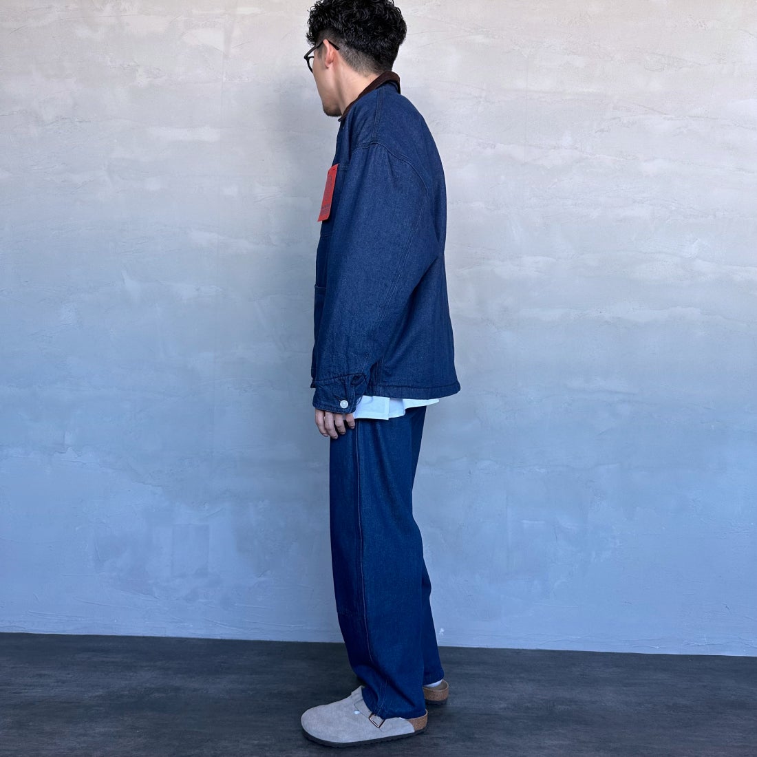 Jeans Factory Clothes [ジーンズファクトリークローズ] STANDARD ダブルニーカーブペインターパンツ [JFC-243-066] ONE WASH &&モデル身長：168cm 着用サイズ：L&&