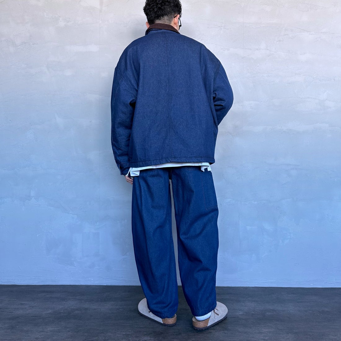 Jeans Factory Clothes [ジーンズファクトリークローズ] STANDARD ダブルニーカーブペインターパンツ [JFC-243-066] ONE WASH &&モデル身長：168cm 着用サイズ：L&&