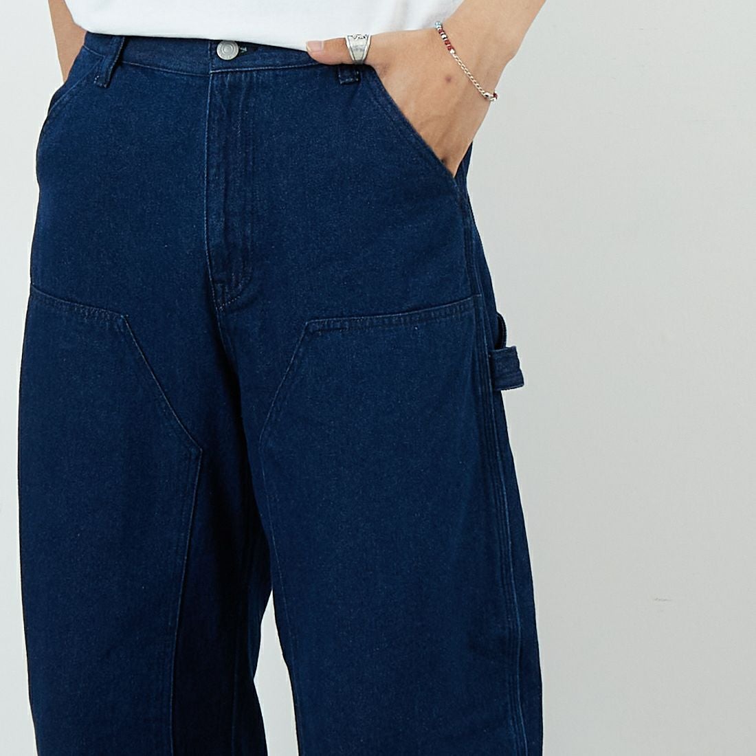 Jeans Factory Clothes [ジーンズファクトリークローズ] STANDARD ダブルニーカーブペインターパンツ [JFC-243-066] ONE WASH &&モデル身長：179cm 着用サイズ：M&&