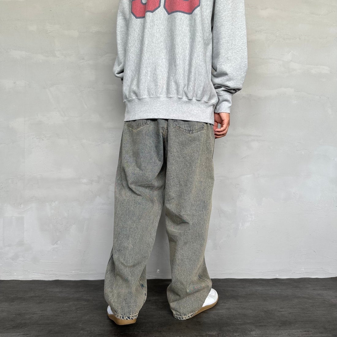 Noir Fabrik [ヌワールファブリック] バギーイージーデニムパンツ [NF-243-063] T.ACID BLU&&モデル身長：179cm 着用サイズ：L&&