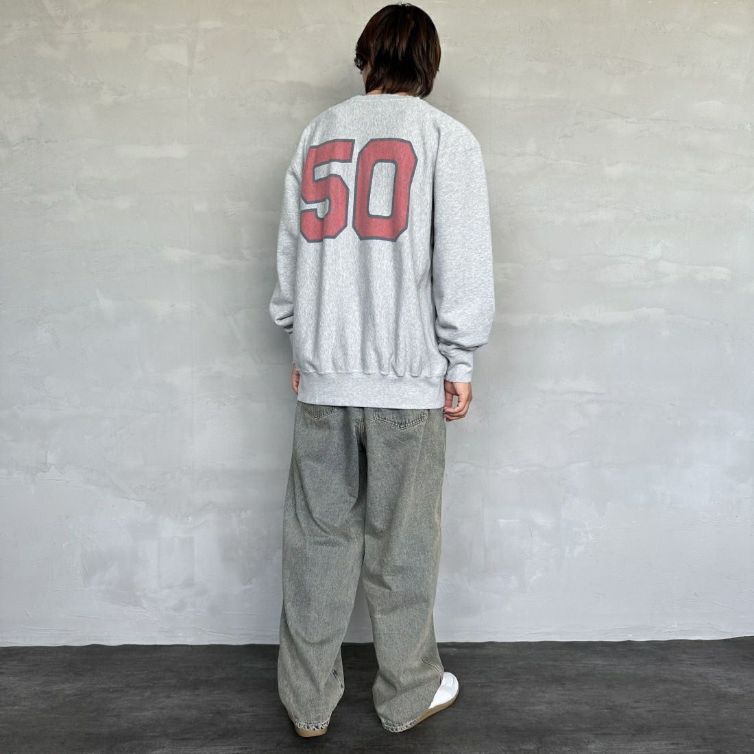 Noir Fabrik [ヌワールファブリック] バギーイージーデニムパンツ [NF-243-063] T.ACID BLU&&モデル身長：179cm 着用サイズ：L&&