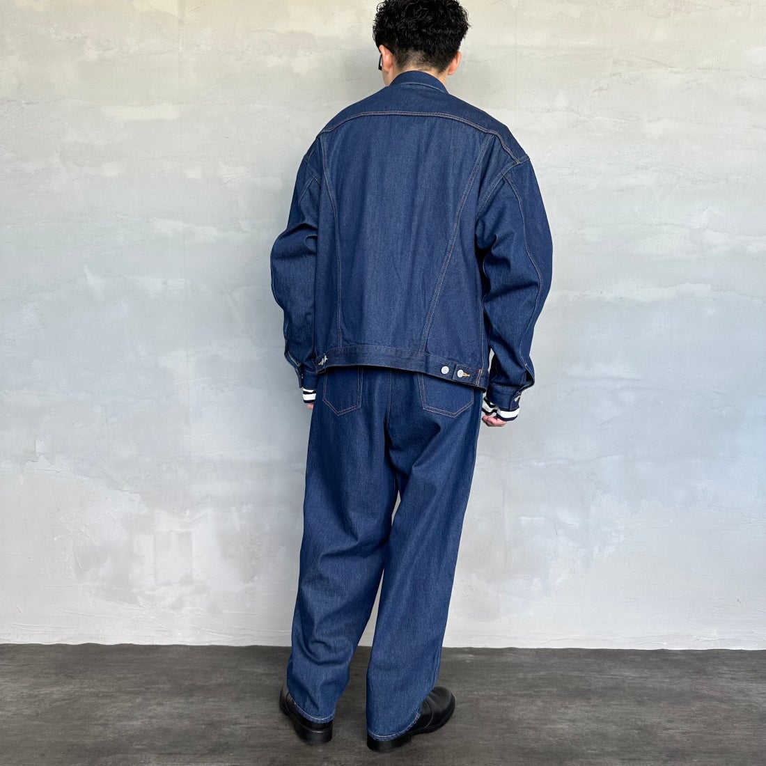 Noir Fabrik [ヌワールファブリック] バギーイージーデニムパンツ [NF-243-063] ONE WASH&&モデル身長：168cm 着用サイズ：S&&