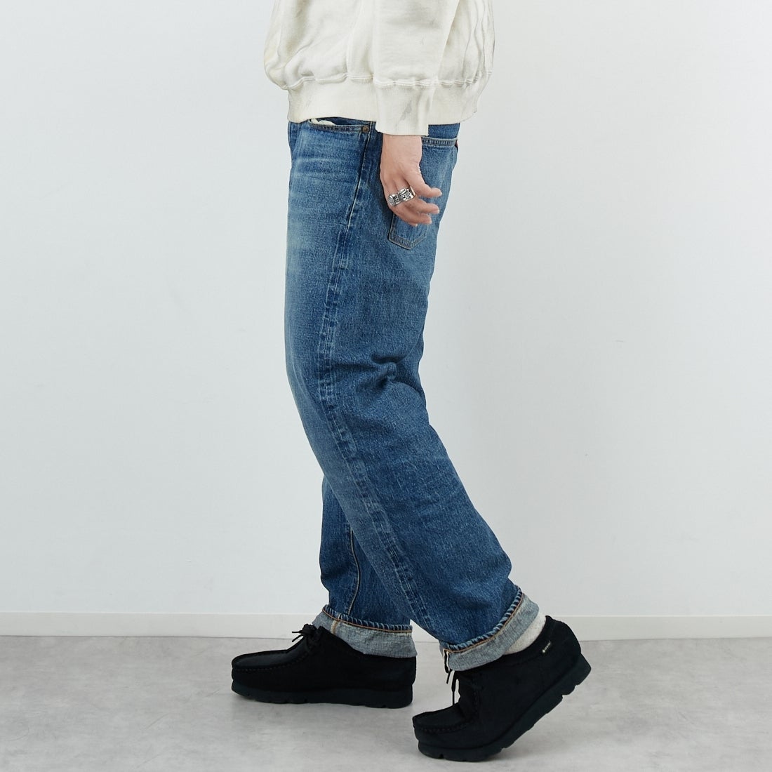 WAREHOUSE [ウエアハウス] 2ND-HAND 1101 [1101] UW (USED WASH 中)&&モデル身長：179cm 着用サイズ：32&&